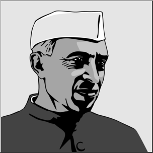 Clip Art: India: Jawaharlal Nehru Grayscale