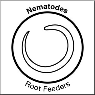 Clip Art: Soil Ecology Icons: Nematodes 3 B&W