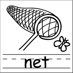 Clip Art: Basic Words: Net B&W Labeled