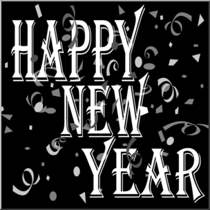 Clip Art: New Year 2 Grayscale