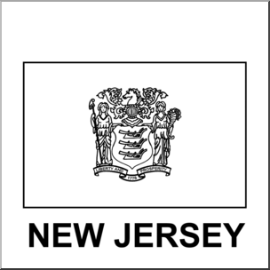 Clip Art: Flags: New Jersey B&W