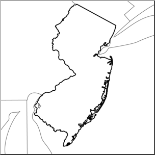 Clip Art: US State Maps: New Jersey B&W