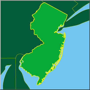 Clip Art: US State Maps: New Jersey Color