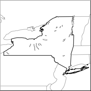 Clip Art: US State Maps: New York B&W