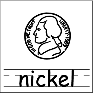 Clip Art: Basic Words: Nickel B&W Labeled