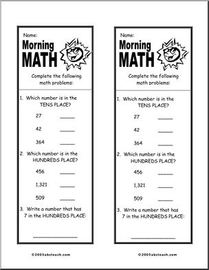 Place Values 1 Morning Math