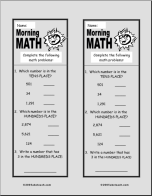 Place Values 2 Morning Math