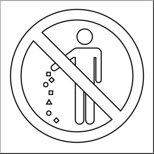 Clip Art: Signs: No Littering B&W