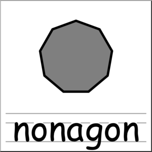 Clip Art: Shapes: Nonagon Grayscale Labeled