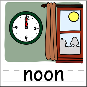 Clip Art: Basic Words: Noon Color Labeled
