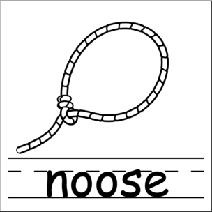 Clip Art: Basic Words: Noose B&W Labeled