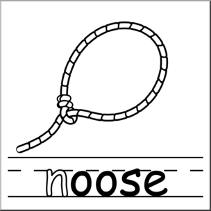 Clip Art: Basic Words: -oose Phonics: Noose B&W