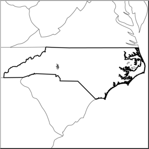 Clip Art: US State Maps: North Carolina B&W