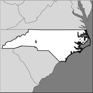 Clip Art: US State Maps: North Carolina Grayscale