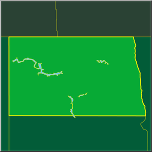 Clip Art: US State Maps: North Dakota Color