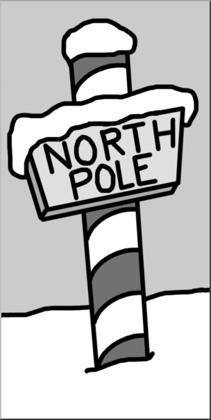 Clip Art: North Pole Grayscale