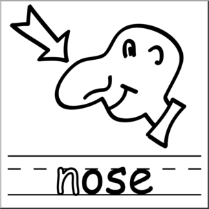 Clip Art: Basic Words: -ose Phonics: Nose B&W