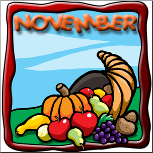 Clip Art: Month Graphic: November Color