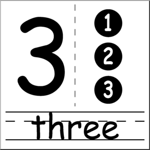 Clip Art: Number Set 2: 03 B&W