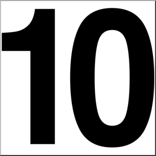 Clip Art: Number Set 1: 10 B&W