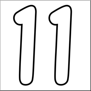 Clip Art: Number Set 09: 11 Outline