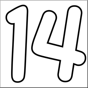 Clip Art: Number Set 09: 14 Outline