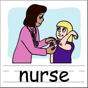 Clip Art: Basic Words: Nurse Color Labeled
