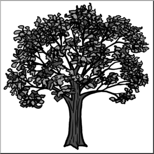 Clip Art: Oak Tree Grayscale