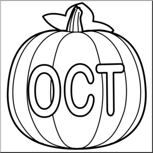 Clip Art: Month Icon: October B&W