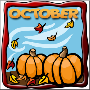 Clip Art: Month Graphic: October Color