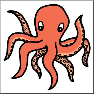 Clip Art: Cartoon Octopus 2 Color 1