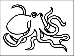 Clip Art: Basic Words: Octopus B&W Unlabeled