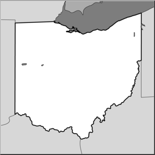 Clip Art: US State Maps: Ohio Grayscale