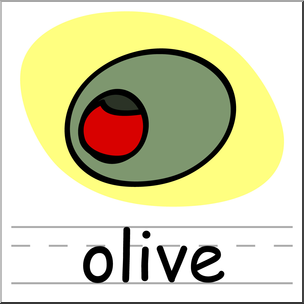 Clip Art: Basic Words: Olive Color Labeled