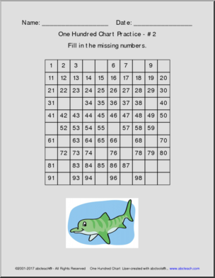 One Hundred Chart Practice Pack