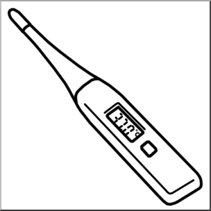 Clip Art: Medicine & Medical Technology: Thermometer: Digital Oral B&W