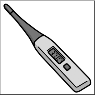 Clip Art: Medicine & Medical Technology: Thermometer: Digital Oral Grayscale