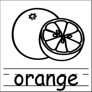 Clip Art: Basic Words: Orange B&W Labeled