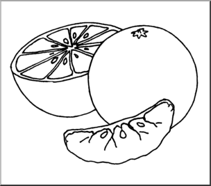 Clip Art: Fruit: Realistic Oranges B&W