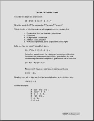 Order of Operations & Algebra (middle school) Rules and Practice
