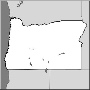 Clip Art: US State Maps: Oregon Grayscale