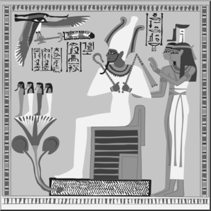 Clip Art: Ancient Civilizations: The Egyptians: Osiris, Isis & Nephthys Grayscale