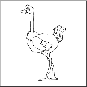 Clip Art: Cartoon Ostrich B&W