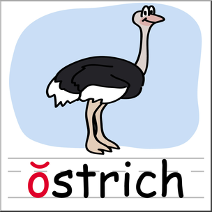 Clip Art: Basic Words: “O” Short Sound Phonics: Ostrich Color