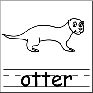 Clip Art: Basic Words: Otter B&W Labeled