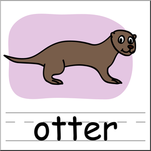 Clip Art: Basic Words: Otter Color Labeled