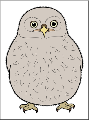 Clip Art: Baby Animals: Owl Owlet Color 1