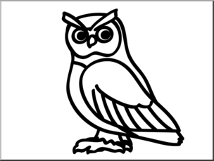 Clip Art: Basic Words: Owl B&W Unlabeled