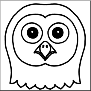 Clip Art: Cartoon Animal Faces: Owl B&W