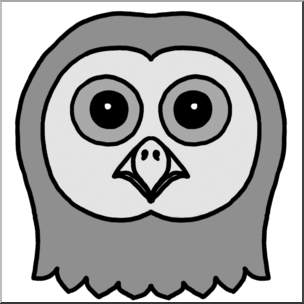 Clip Art: Cartoon Animal Faces: Owl Grayscale